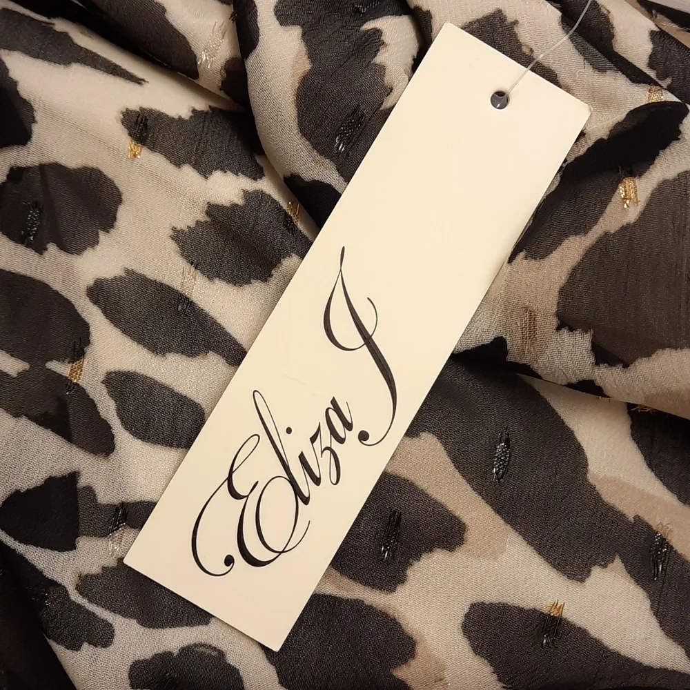 NWT, Eliza J Leopard Print Tiered Chiffon Dress - Picture 12 of 17